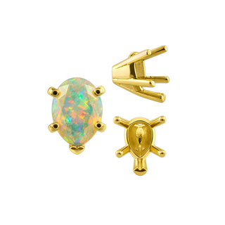 V-End Pear Shape Solitaire Settings in 14K Gold (5.00 x 3.00 mm - 15.00 x 9.00 mm)