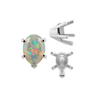V-End Pear Shape Solitaire Settings in Sterling Silver (5.00 x 3.00 mm - 15.00 x 9.00 mm)