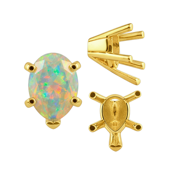 V-End Pear Shape Solitaire Settings in 14K Gold (5.00 x 3.00 mm - 15.00 x 9.00 mm)