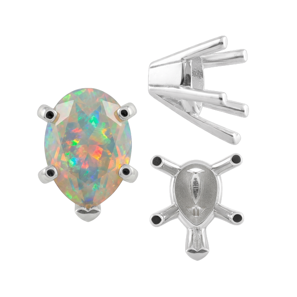 V-End Pear Shape Solitaire Settings in 18K Gold (7.00 x 5.00 mm - 15.00 x 9.00 mm)