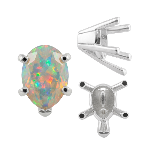 V-End Pear Shape Solitaire Settings in 14K Gold (5.00 x 3.00 mm - 15.00 x 9.00 mm)