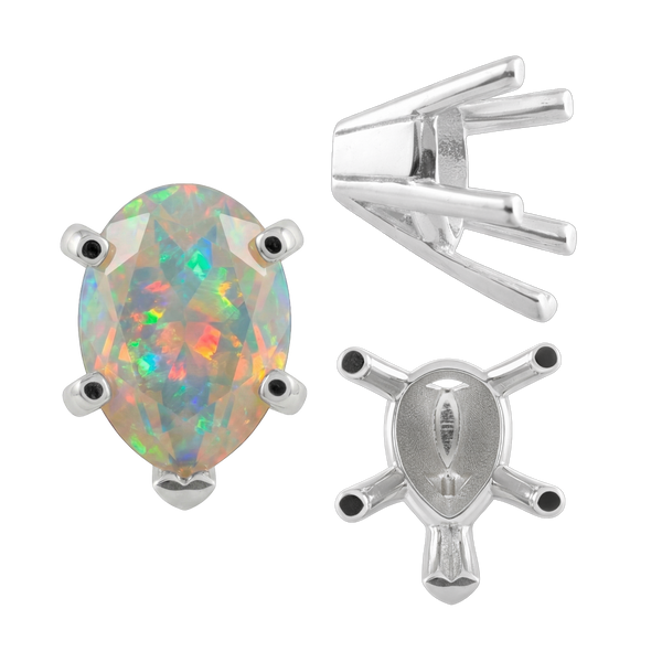 V-End Pear Shape Solitaire Settings in 14K Gold (5.00 x 3.00 mm - 15.00 x 9.00 mm)