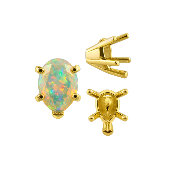 V-End Pear Shape Solitaire Settings in 14K Gold (5.00 x 3.00 mm - 15.00 x 9.00 mm)