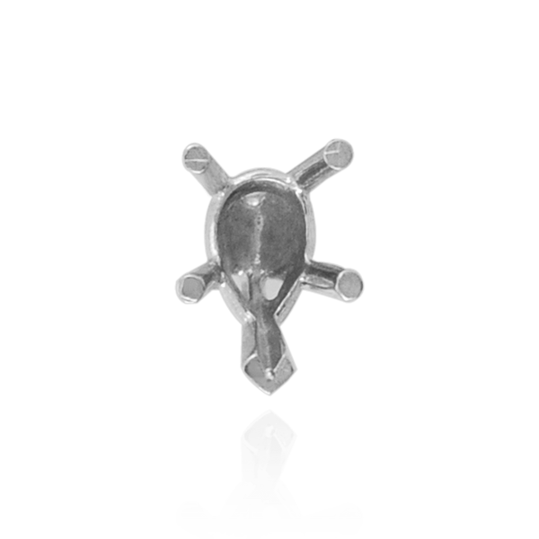 V-End Pear Shape Solitaire Settings in Sterling Silver (5.00 x 3.00 mm - 15.00 x 9.00 mm)