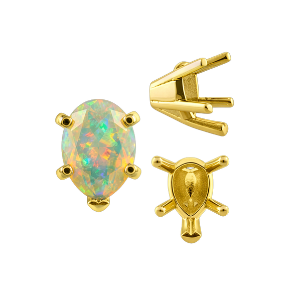 V-End Pear Shape Solitaire Settings in 14K Gold (5.00 x 3.00 mm - 15.00 x 9.00 mm)