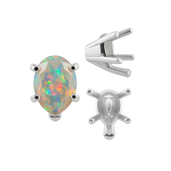 V-End Pear Shape Solitaire Settings in 14K Gold (5.00 x 3.00 mm - 15.00 x 9.00 mm)