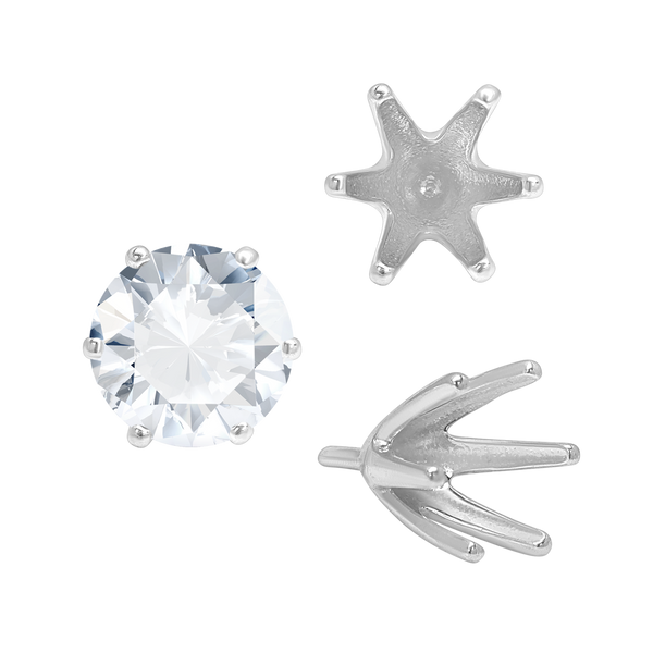 Six Prong Round Tiffany Settings With Peg in 14K Gold (4.00 mm - 8.00 mm)