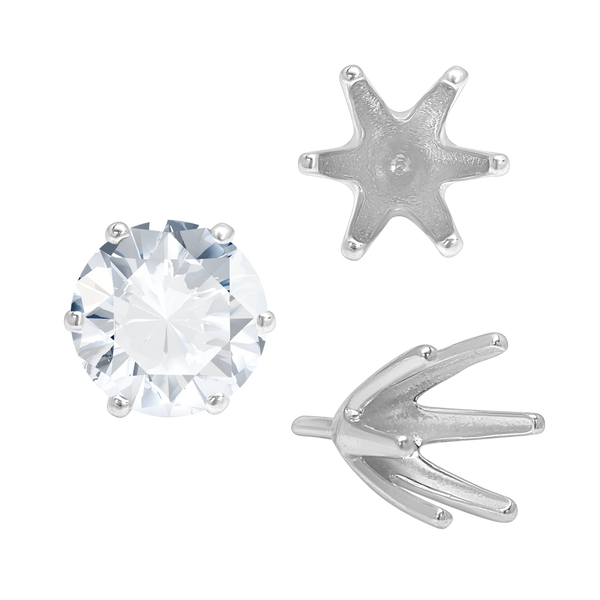 Six Prong Round Tiffany Settings With Peg in 14K Gold (4.00 mm - 8.00 mm)