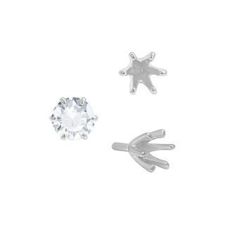 Six Prong Round Tiffany Settings With Peg in Sterling Silver (4.00 mm - 8.00 mm)