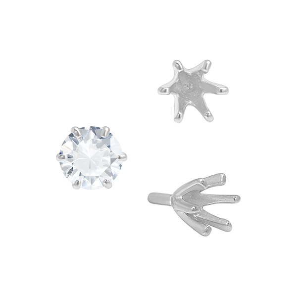 Six Prong Round Tiffany Settings With Peg in 14K Gold (4.00 mm - 8.00 mm)