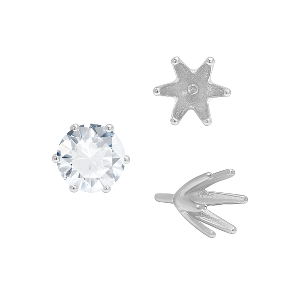 Six Prong Round Tiffany Settings With Peg in 14K Gold (4.00 mm - 8.00 mm)