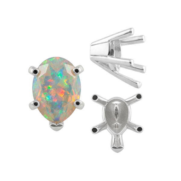 V-End Pear Shape Solitaire Settings in 14K Gold (5.00 x 3.00 mm - 15.00 x 9.00 mm)