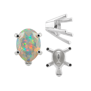 V-End Pear Shape Solitaire Settings in Sterling Silver (5.00 x 3.00 mm - 15.00 x 9.00 mm)
