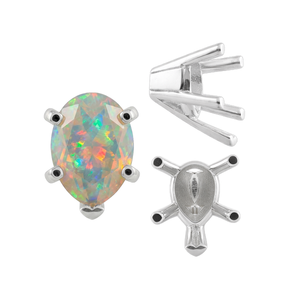 V-End Pear Shape Solitaire Settings in 14K Gold (5.00 x 3.00 mm - 15.00 x 9.00 mm)