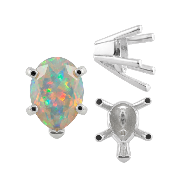 V-End Pear Shape Solitaire Settings in 14K Gold (5.00 x 3.00 mm - 15.00 x 9.00 mm)