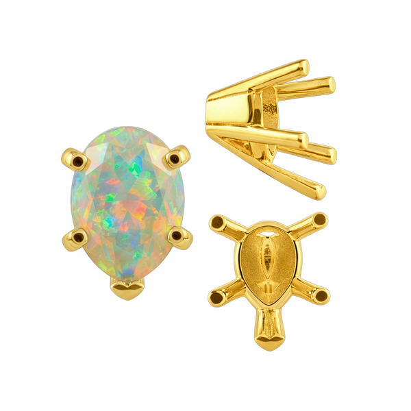 V-End Pear Shape Solitaire Settings in 18K Gold (7.00 x 5.00 mm - 15.00 x 9.00 mm)