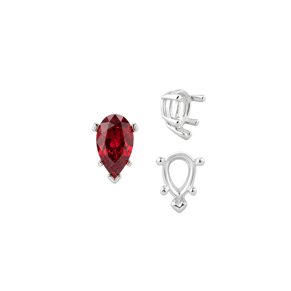 V-End Pear Shape Heavy Tapered Settings in Sterling Silver (6.00 x 4.00 mm - 15.00 x 9.00 mm)