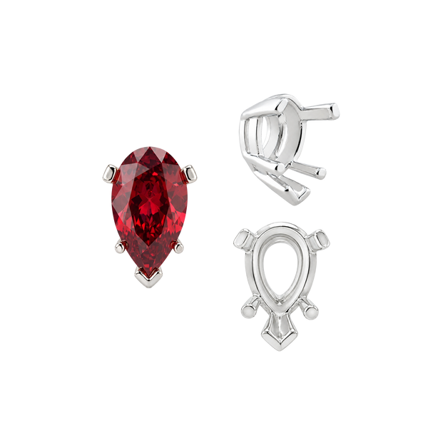 V-End Pear Shape Heavy Tapered Settings in Sterling Silver (6.00 x 4.00 mm - 15.00 x 9.00 mm)