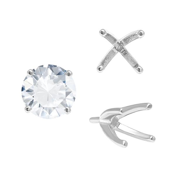 Four Prong Round High Tiffany Settings With Peg in 18K Gold (Casting) (4.00 mm - 9.25 mm)