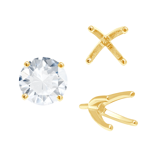 Four Prong Round High Tiffany Settings With Peg in 14K Gold (Casting) (3.50 mm - 11.75 mm)