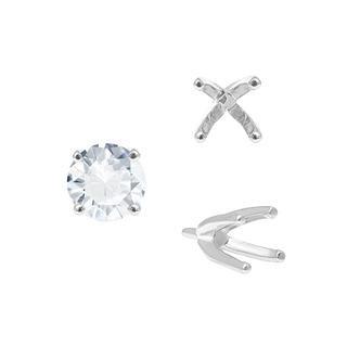 Four Prong Round High Tiffany Settings With Peg in Sterling Silver (Casting) (3.50 mm - 11.75 mm)