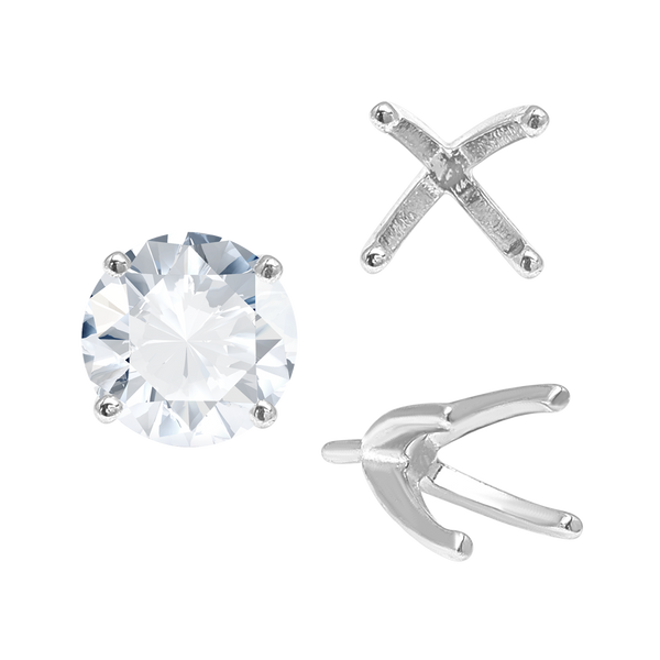 Four Prong Round High Tiffany Settings With Peg in 14K Gold (Casting) (3.50 mm - 11.75 mm)