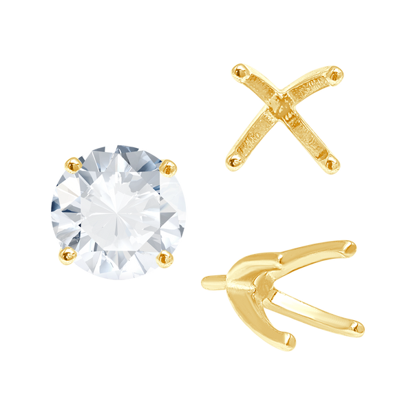 Four Prong Round High Tiffany Settings With Peg in 14K Gold (Casting) (3.50 mm - 11.75 mm)