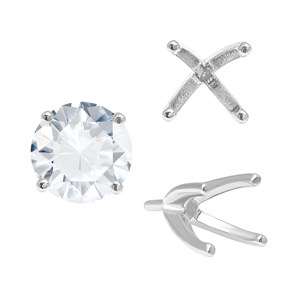 Four Prong Round High Tiffany Settings With Peg in 14K Gold (Casting) (3.50 mm - 11.75 mm)