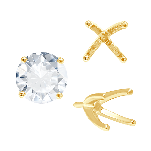 Four Prong Round High Tiffany Settings With Peg in 14K Gold (Casting) (3.50 mm - 11.75 mm)