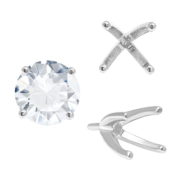 Four Prong Round High Tiffany Settings With Peg in Sterling Silver (Casting) (3.50 mm - 11.75 mm)