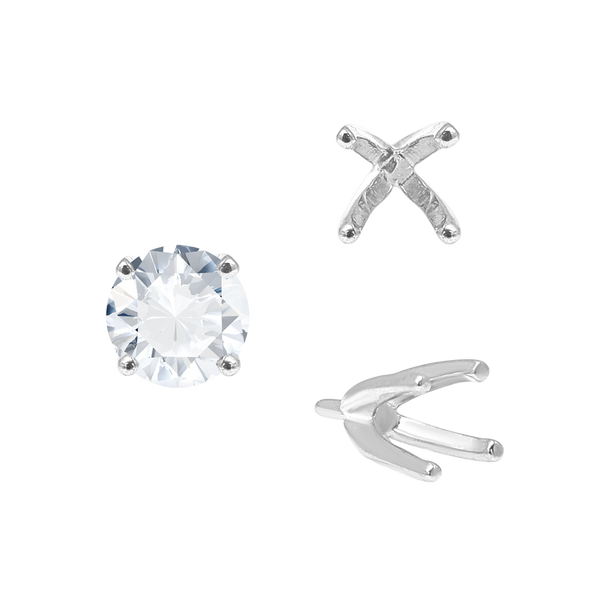 Four Prong Round High Tiffany Settings With Peg in 14K Gold (Casting) (3.50 mm - 11.75 mm)