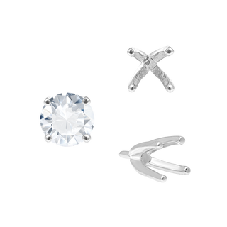 Four Prong Round High Tiffany Settings With Peg in 18K Gold (Casting) (4.00 mm - 9.25 mm)