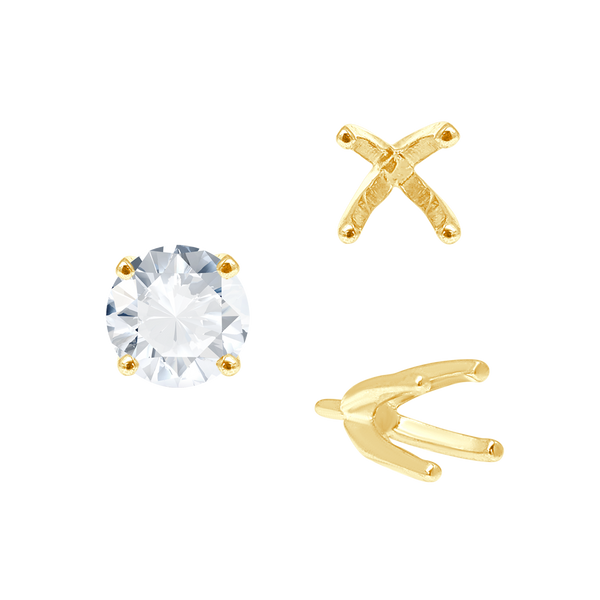 Four Prong Round High Tiffany Settings With Peg in 14K Gold (Casting) (3.50 mm - 11.75 mm)