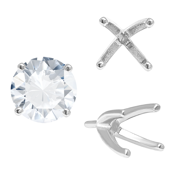 Four Prong Round High Tiffany Settings With Peg in 14K Gold (Casting) (3.50 mm - 11.75 mm)