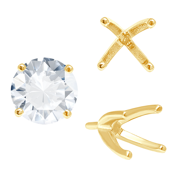 Four Prong Round High Tiffany Settings With Peg in 14K Gold (Casting) (3.50 mm - 11.75 mm)