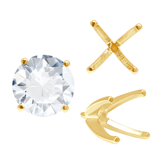 Four Prong Round High Tiffany Settings With Peg in 14K Gold (Casting) (3.50 mm - 11.75 mm)