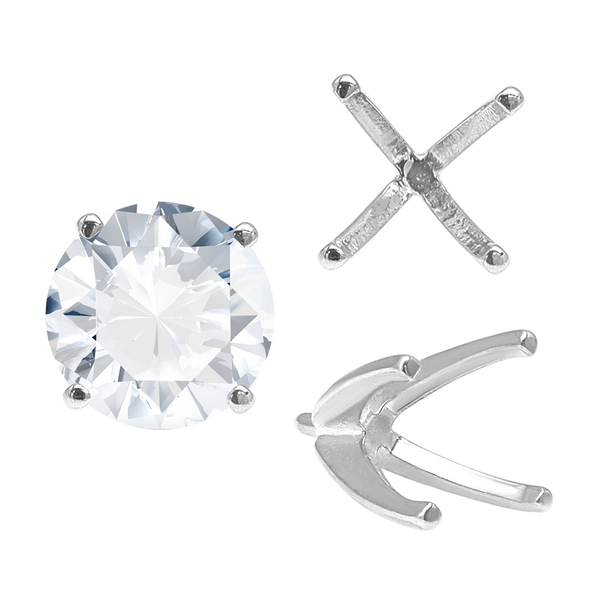 Four Prong Round High Tiffany Settings With Peg in Sterling Silver (Casting) (3.50 mm - 11.75 mm)