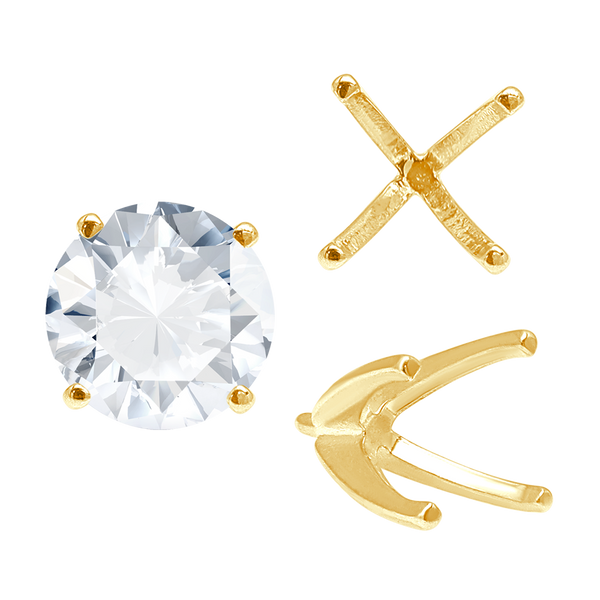 Four Prong Round High Tiffany Settings With Peg in 14K Gold (Casting) (3.50 mm - 11.75 mm)