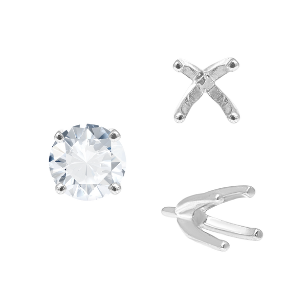 Four Prong Round High Tiffany Settings With Peg in Sterling Silver (Casting) (3.50 mm - 11.75 mm)