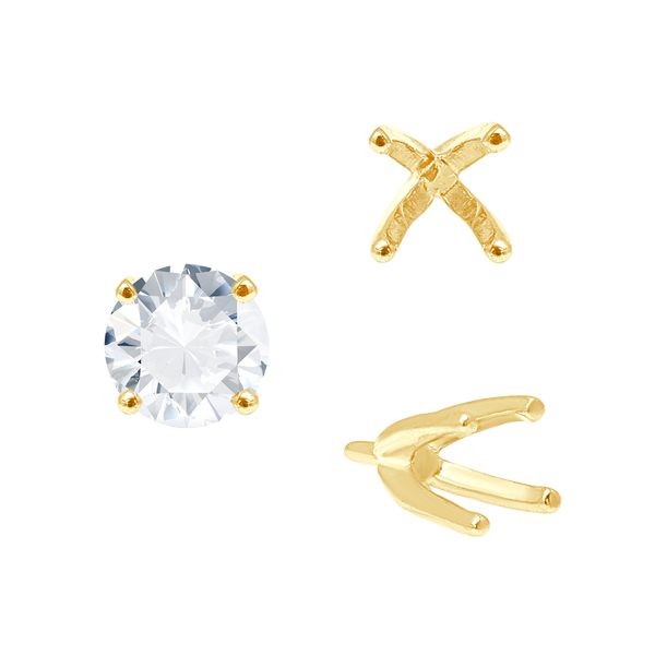 Four Prong Round High Tiffany Settings With Peg in 14K Gold (Casting) (3.50 mm - 11.75 mm)