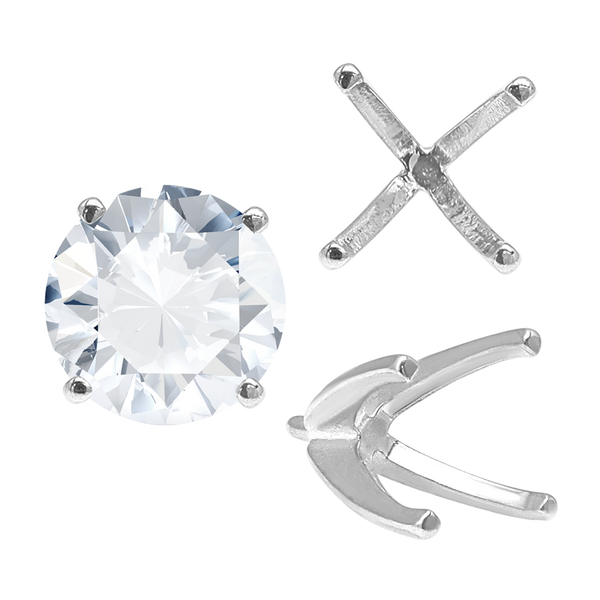 Four Prong Round High Tiffany Settings With Peg in 14K Gold (Casting) (3.50 mm - 11.75 mm)