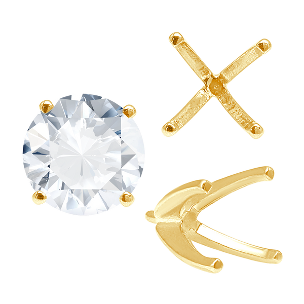 Four Prong Round High Tiffany Settings With Peg in 14K Gold (Casting) (3.50 mm - 11.75 mm)