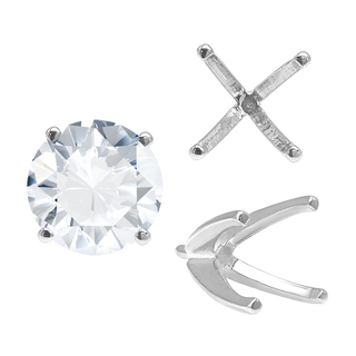 Four Prong Round High Tiffany Settings With Peg in Sterling Silver (Casting) (3.50 mm - 11.75 mm)