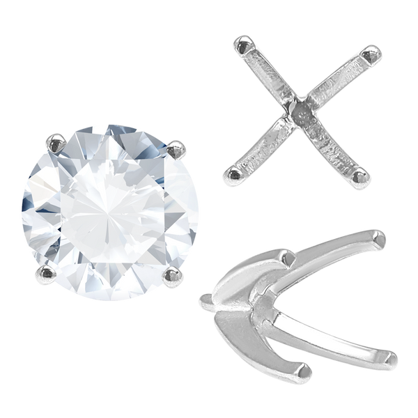 Four Prong Round High Tiffany Settings With Peg in Sterling Silver (Casting) (3.50 mm - 11.75 mm)