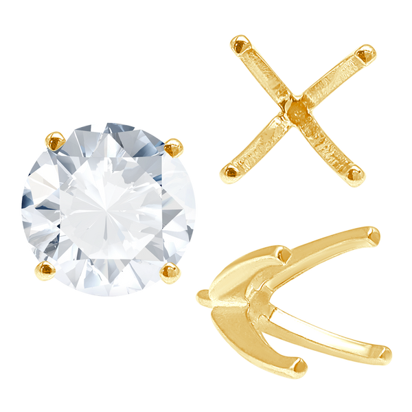 Four Prong Round High Tiffany Settings With Peg in 14K Gold (Casting) (3.50 mm - 11.75 mm)
