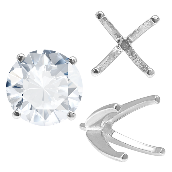 Four Prong Round High Tiffany Settings With Peg in Sterling Silver (Casting) (3.50 mm - 11.75 mm)