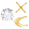 Four Prong Round High Tiffany Settings With Peg in 14K Gold (Casting) (3.50 mm - 11.75 mm)