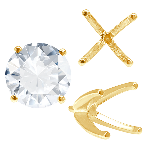 Four Prong Round High Tiffany Settings With Peg in 14K Gold (Casting) (3.50 mm - 11.75 mm)