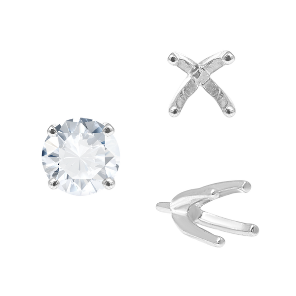 Four Prong Round High Tiffany Settings With Peg in 14K Gold (Casting) (3.50 mm - 11.75 mm)