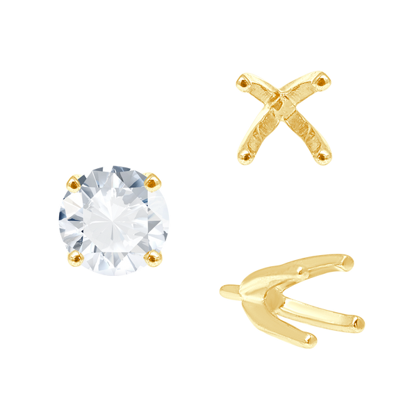 Four Prong Round High Tiffany Settings With Peg in 14K Gold (Casting) (3.50 mm - 11.75 mm)